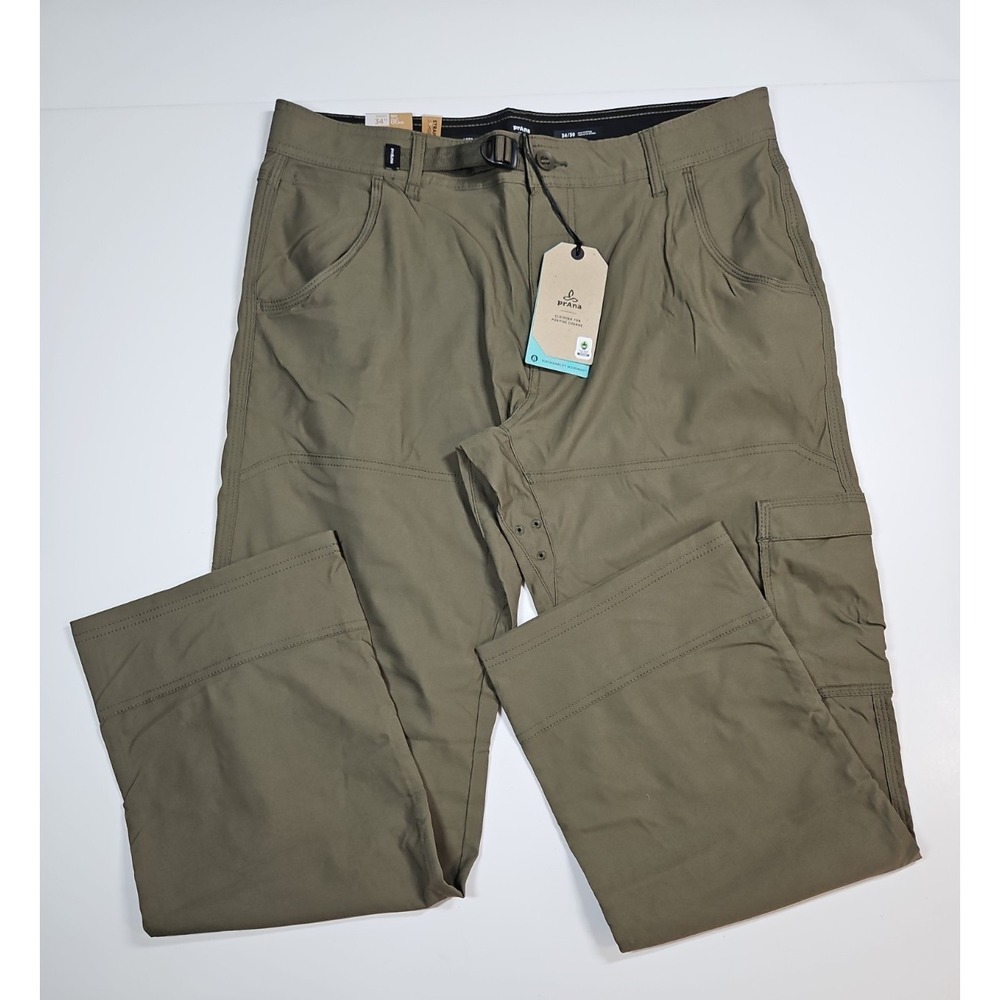 prAna Mens Stretch Zion II Slate Green Convertible Hiking Pants Size 34 x 30 NWT
